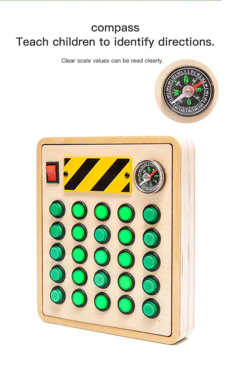Wooden Montessori LED light Busy Board Sensory Toys for Toddlers