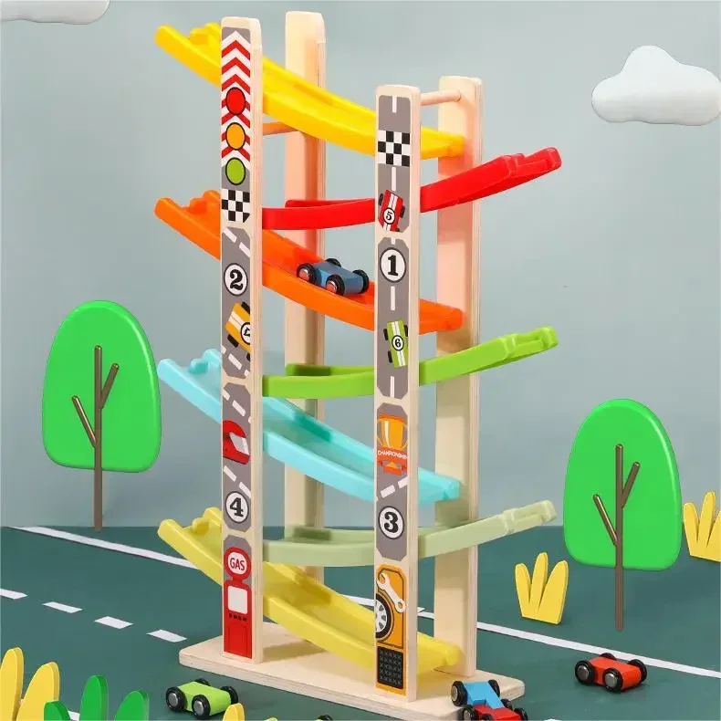 Wooden Ramp Car Racing Montessori Toys for Kids