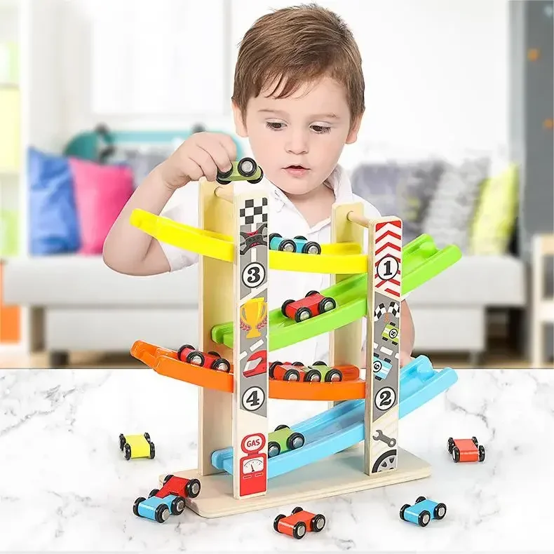 Wooden Ramp Car Racing Montessori Toys for Kids