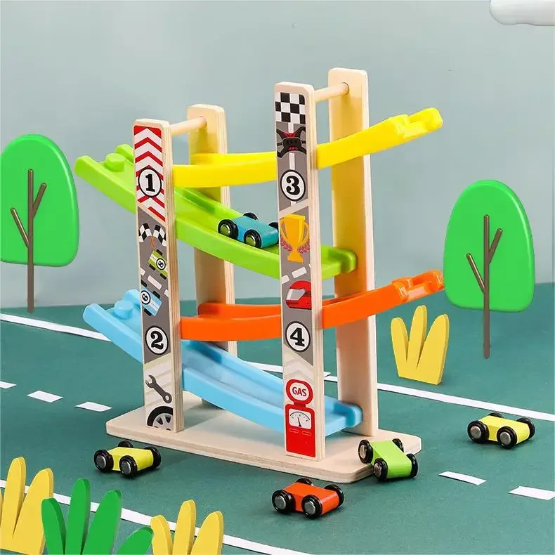 Wooden Ramp Car Racing Montessori Toys for Kids