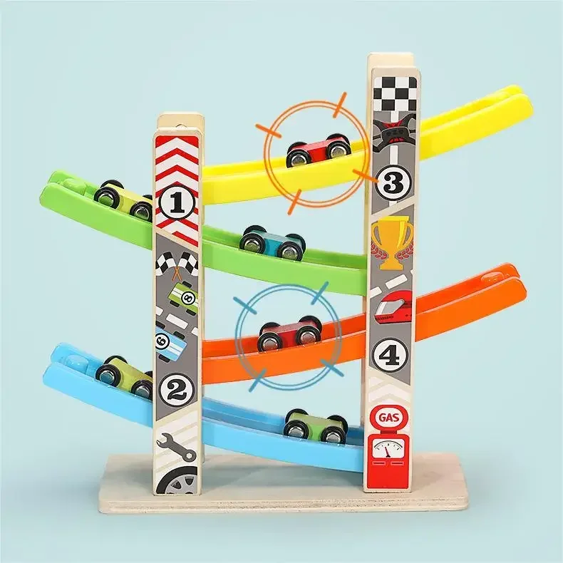 Wooden Ramp Car Racing Montessori Toys for Kids