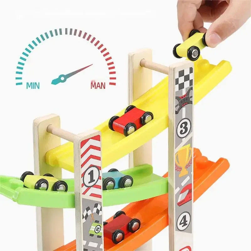 Wooden Ramp Car Racing Montessori Toys for Kids