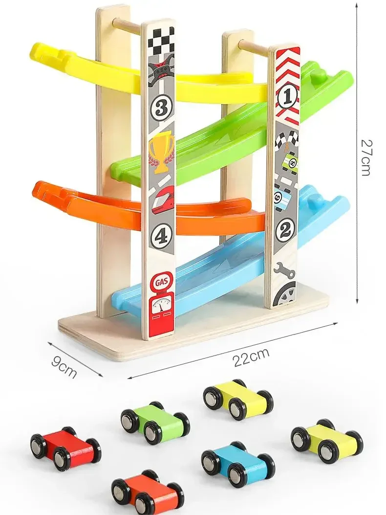 Wooden Ramp Car Racing Montessori Toys for Kids