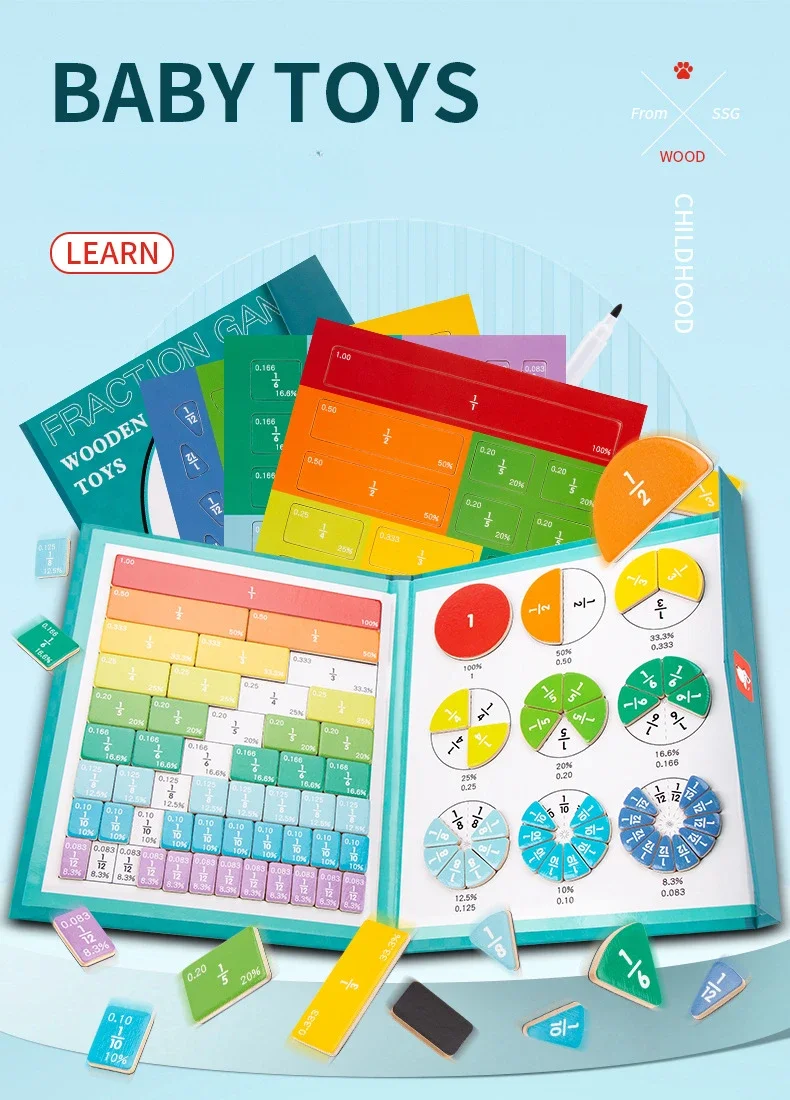 Fraction games Learning - Montessori Magnetic Math Toy