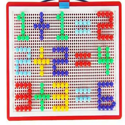 296-Piece Mushroom Nail Beads 3D Puzzle Board - Kids' Educational Toy Set