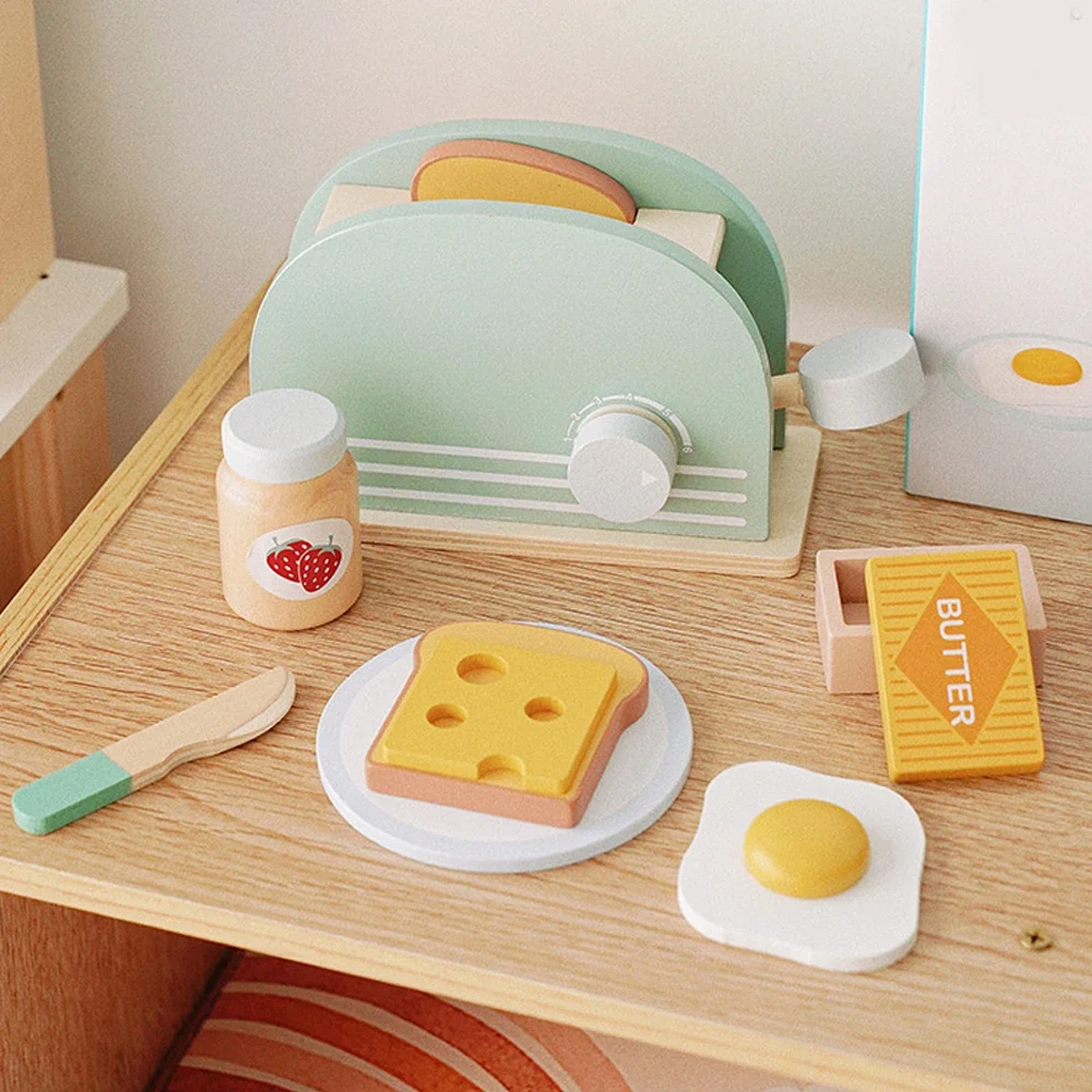 Wooden Kitchen Set for Kids - Toaster Pretend Play Toys