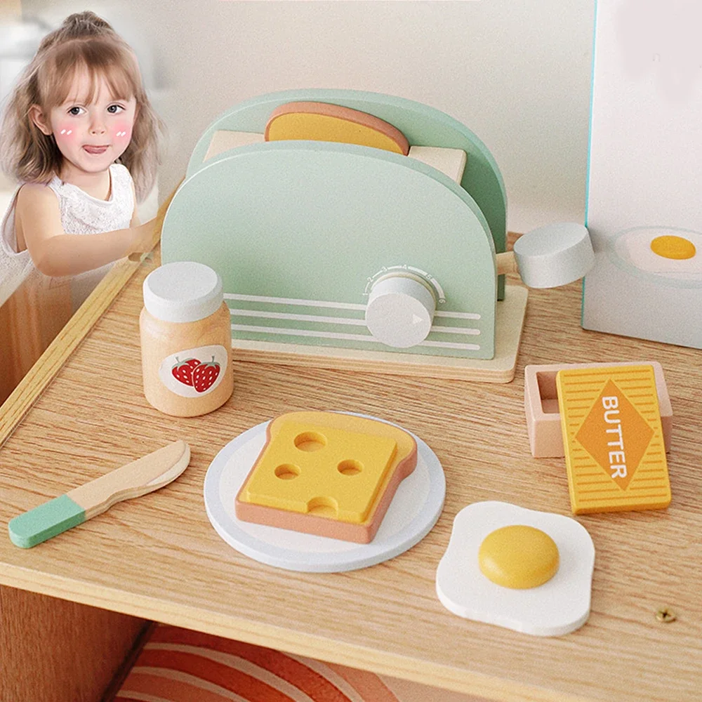 Wooden Kitchen Set for Kids - Toaster Pretend Play Toys