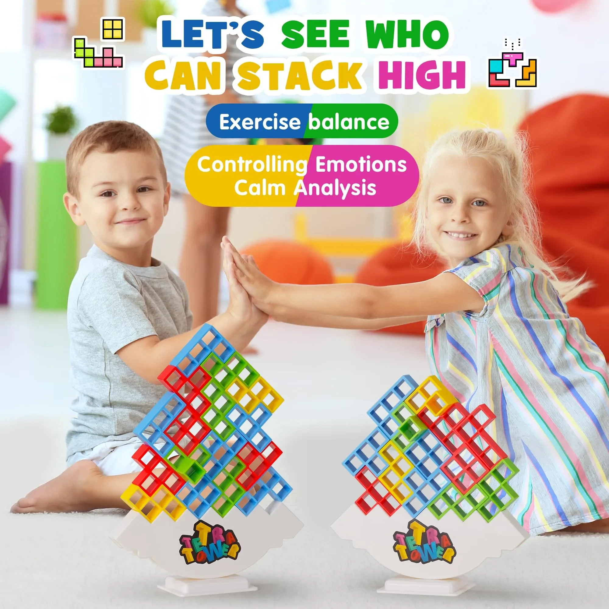 Family Board Games - Tetra Tower Balance Stacking Building Blocks