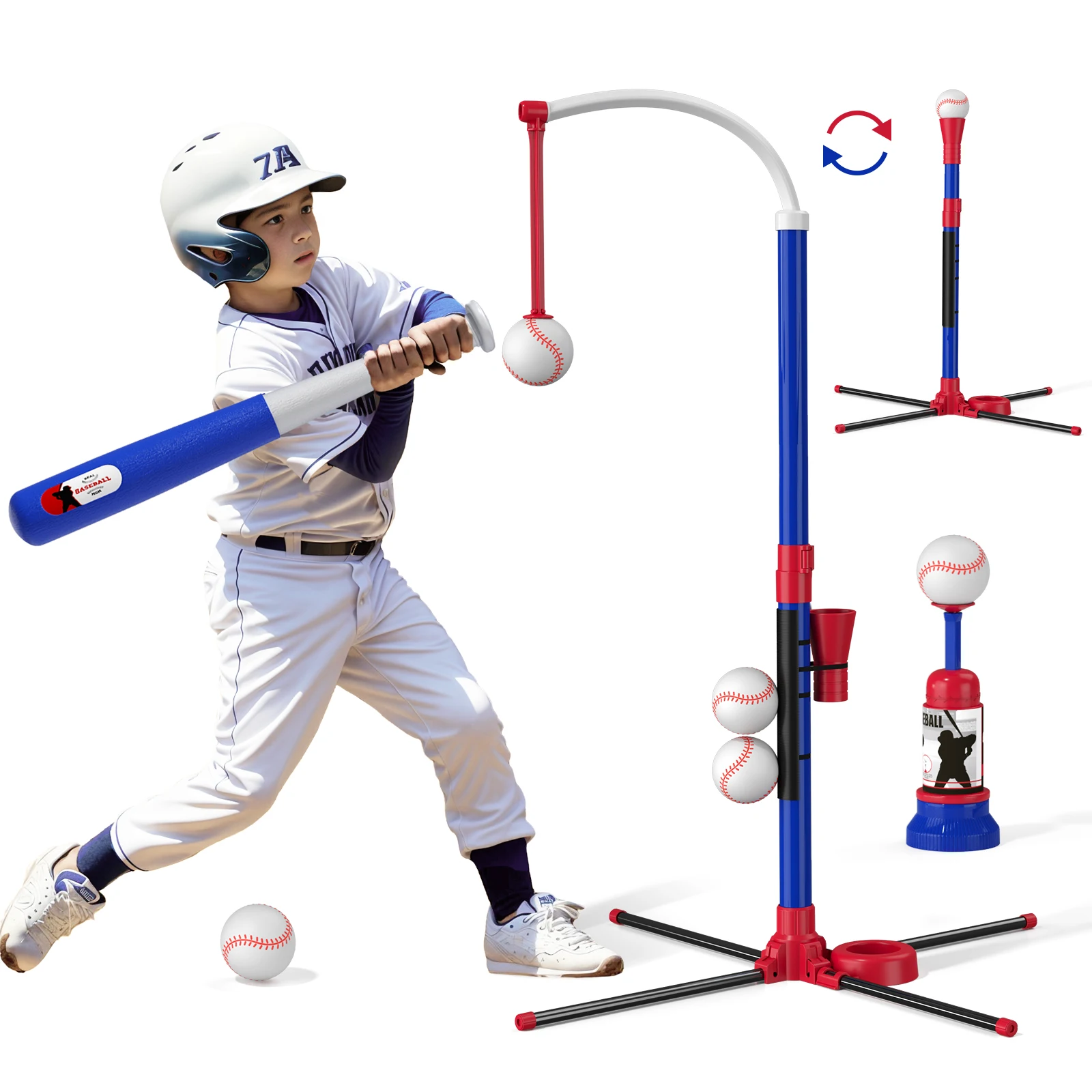 Outdoor Toys for Kids - T-Ball Set with Hanging Tee, Standing Tee and Launcher