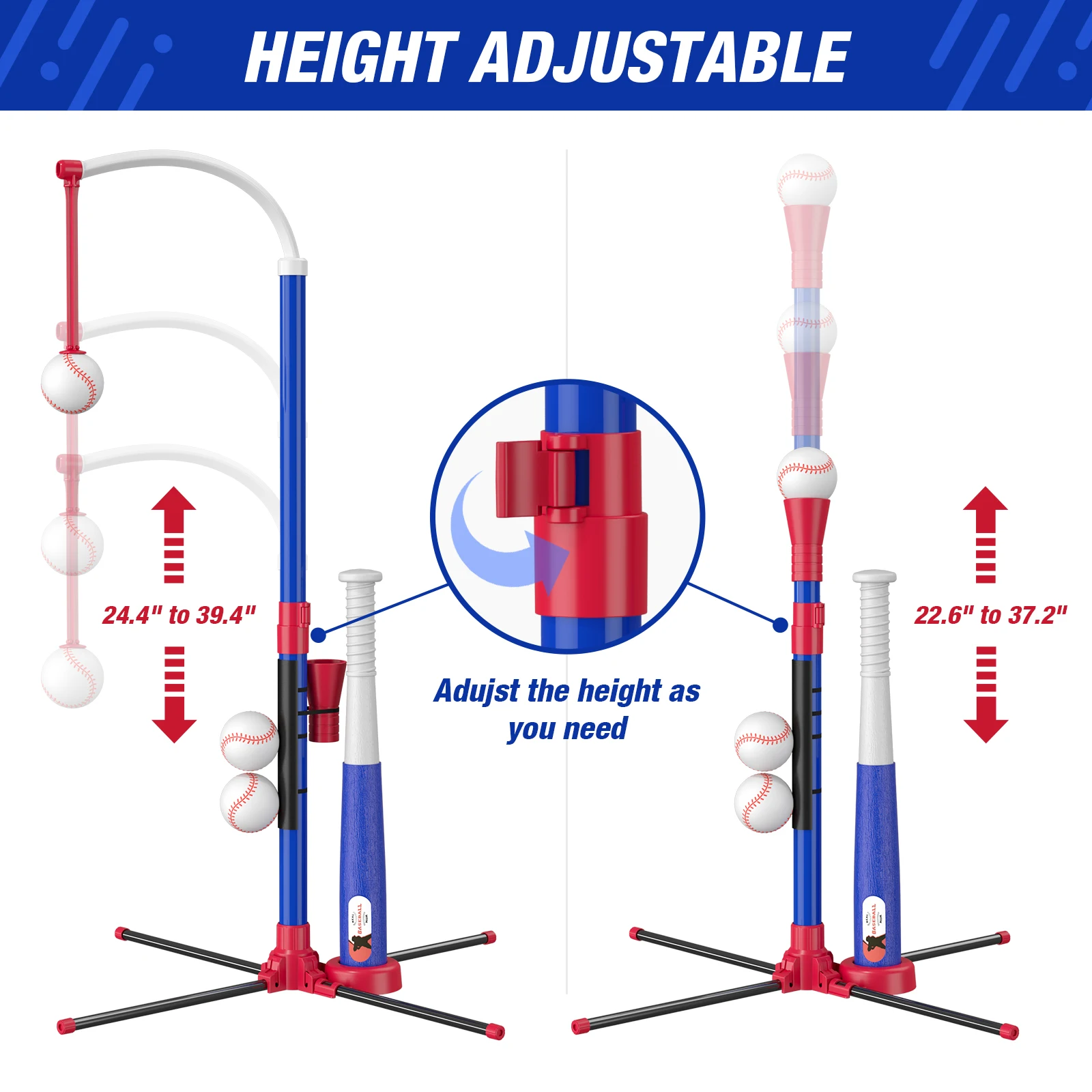 Outdoor Toys for Kids - T-Ball Set with Hanging Tee, Standing Tee and Launcher