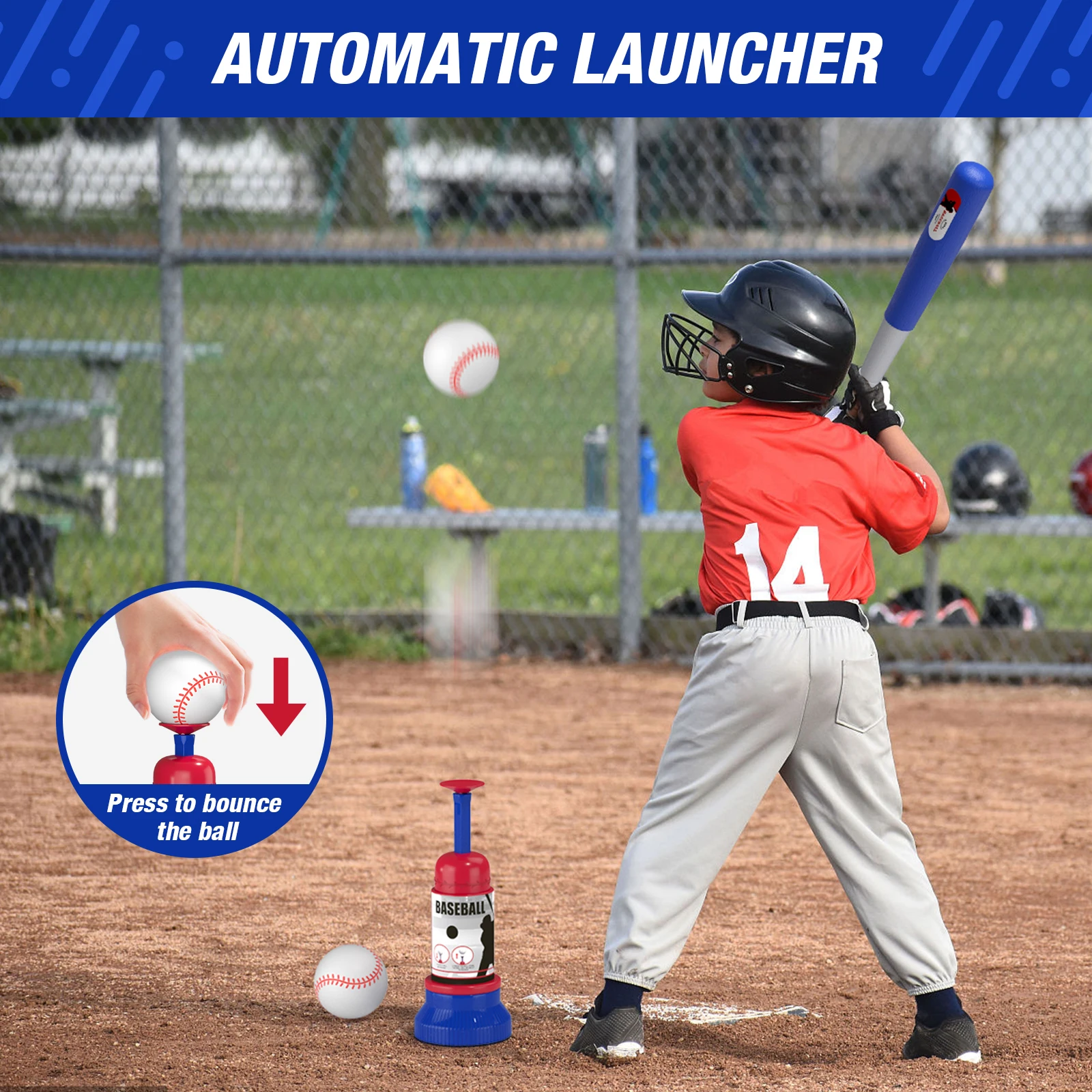 Outdoor Toys for Kids - T-Ball Set with Hanging Tee, Standing Tee and Launcher